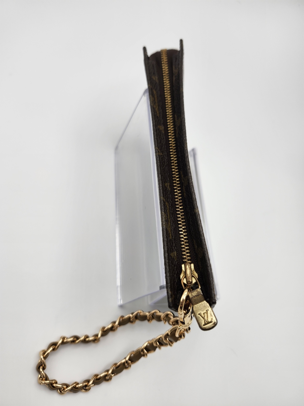 Authentic Preloved Louis Vuitton Brown Monogram Poche Toilette Chain Wristlet - Picture 4 of 13